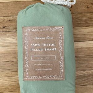 American Charm Sage Green 100% Cotton Pillow Shams - Standard